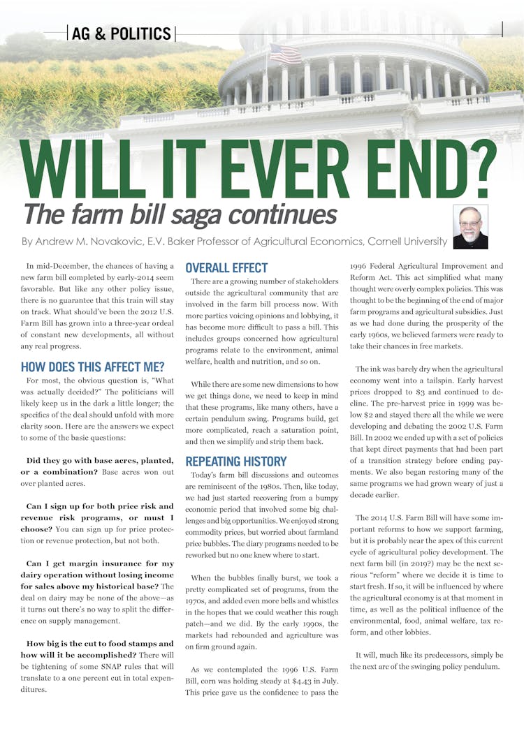Ag & Politics - Will it ever end? The farm bill saga continues.