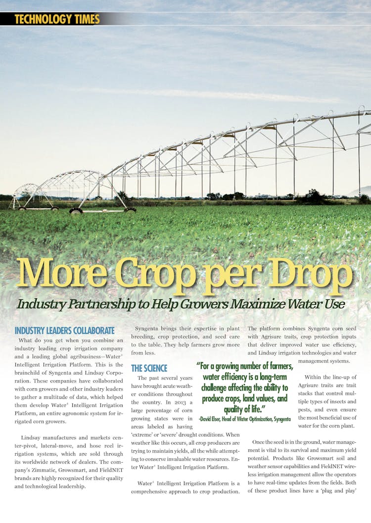 More Crop per Drop - Industry Partnership to Help Growers Maximize Water Use