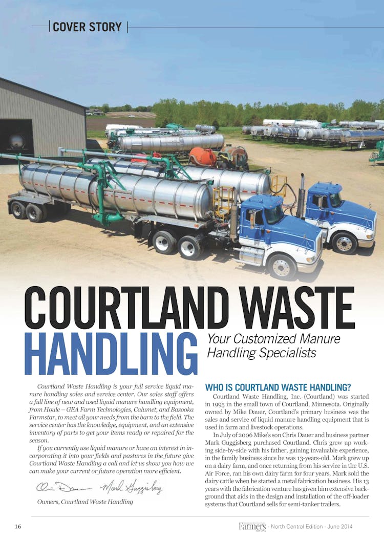 Cover Story: Courtland Waste Handling - Your Customized Manure Handling Specialists