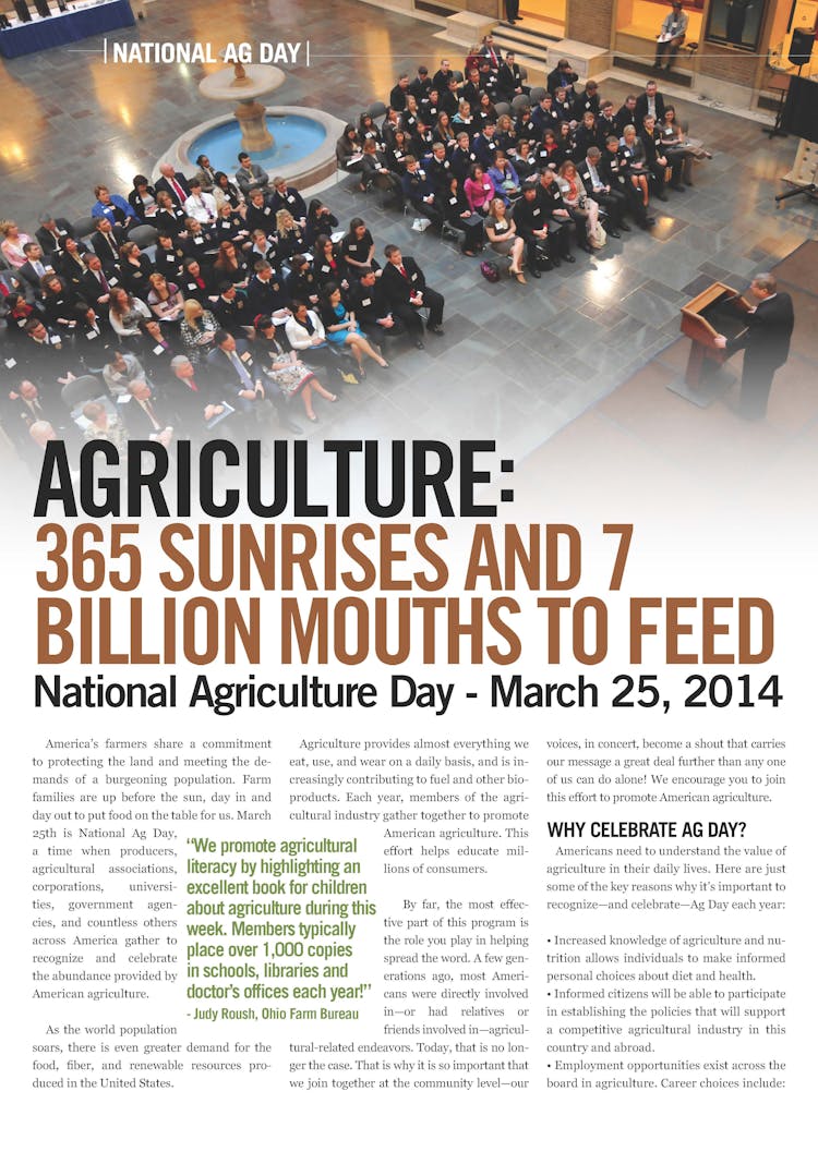 National Ag Day - Agriculture: 365 Sunrises and 7 Billion Mouths to Feed